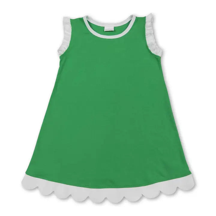 Girls Scallop Ruffle Dress
