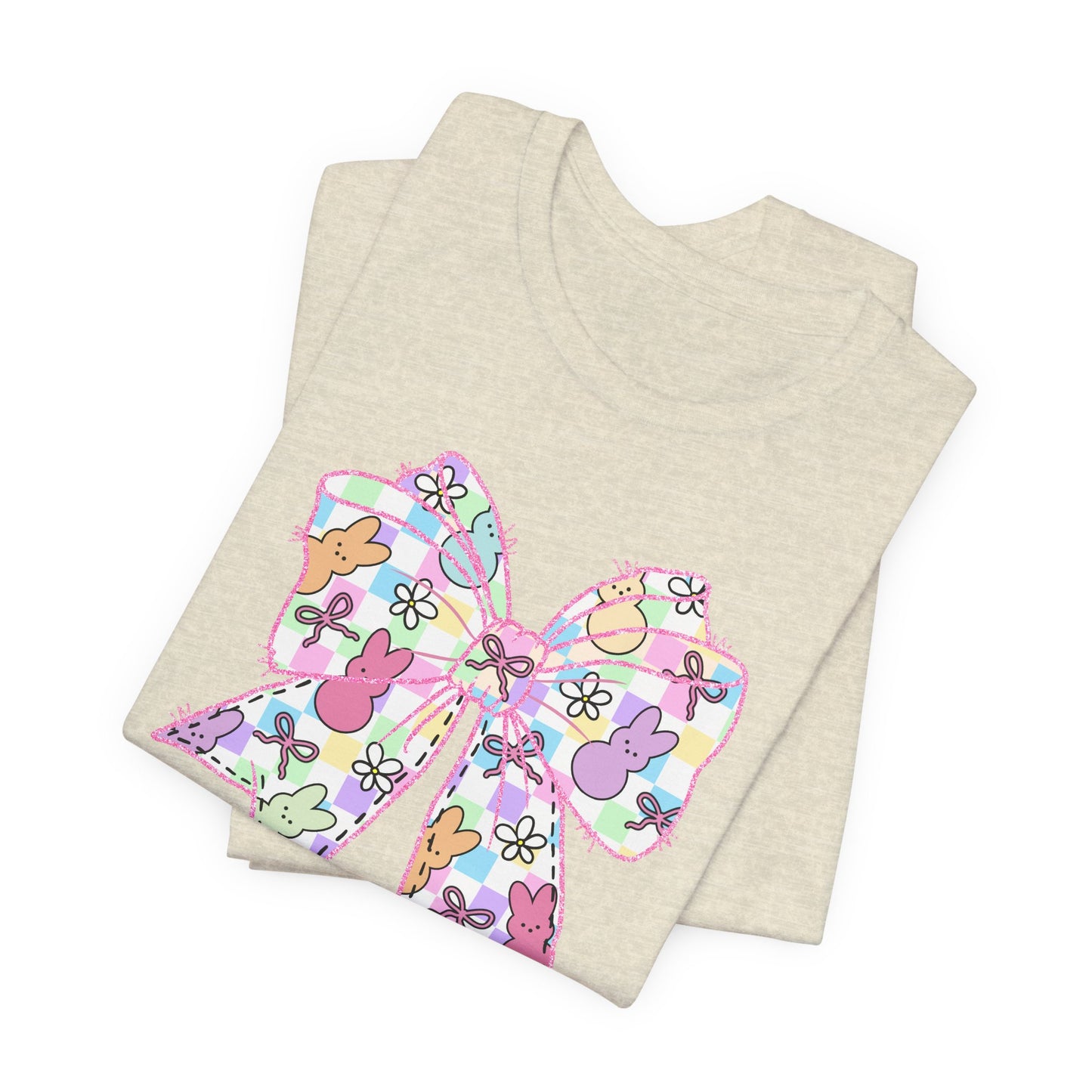 Easter Peeps Coquette Bow Adult Tee