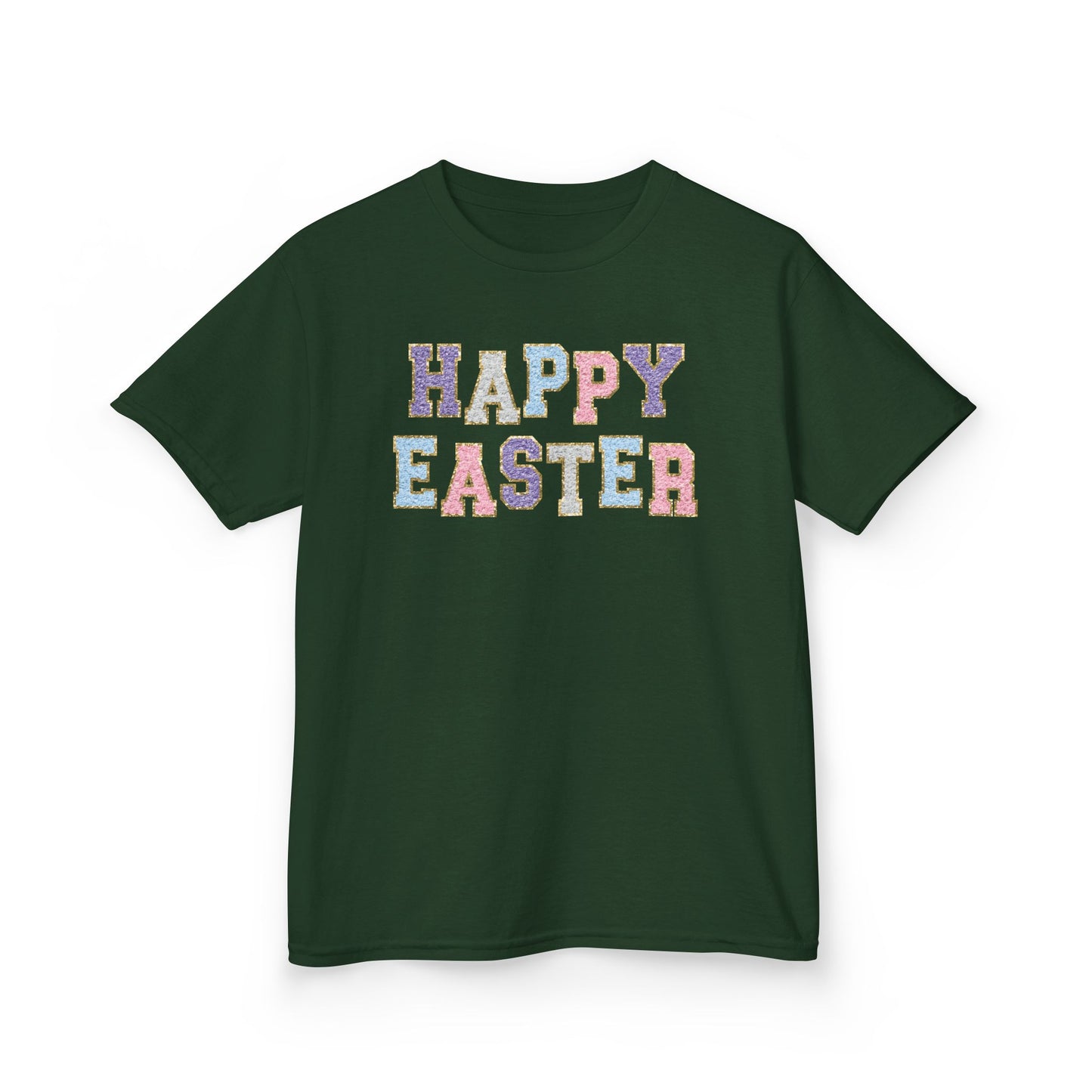 Faux Chenille Patch “Happy Easter” Youth Tee