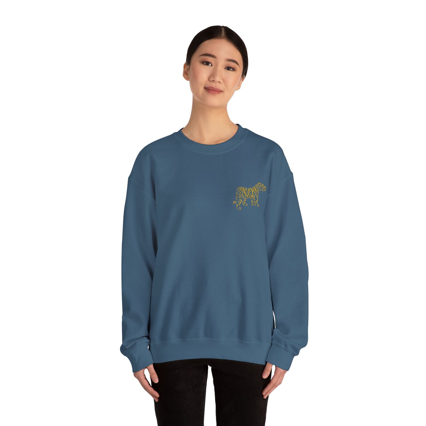 Yellow Embroidered Tiger Crewneck