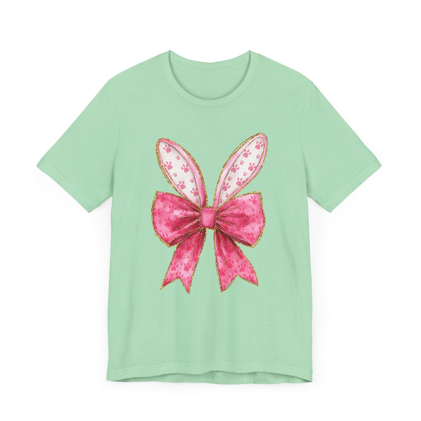 Pink Bow Bunny Ears Adult Tee