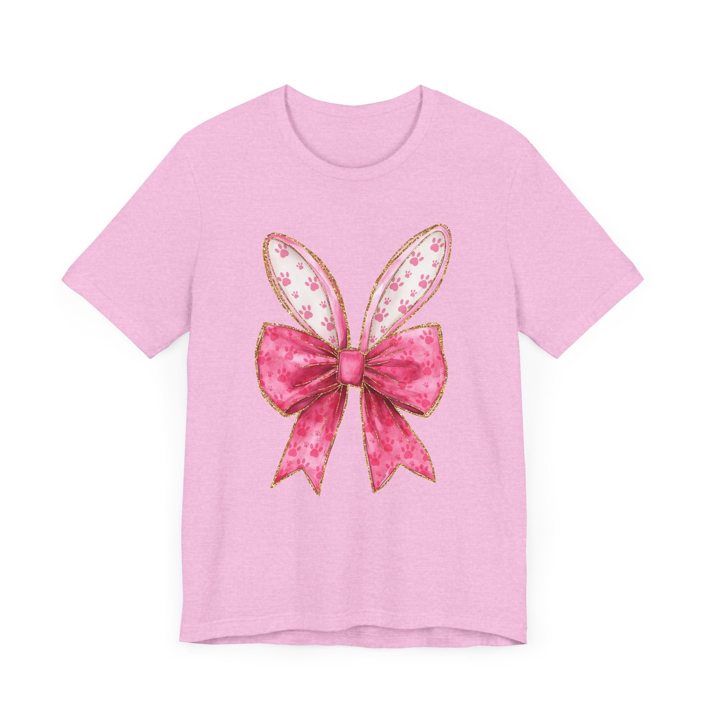 Pink Bow Bunny Ears Adult Tee