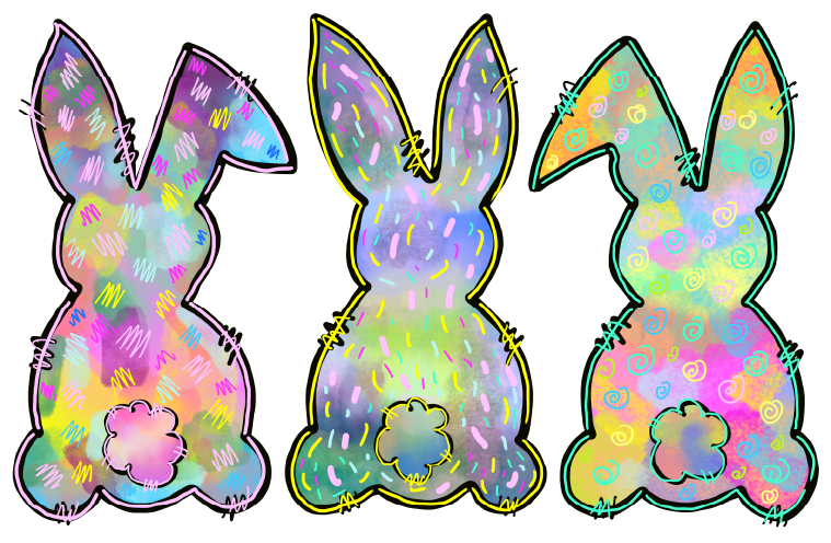 Rainbow Bunnies DTF Transfer