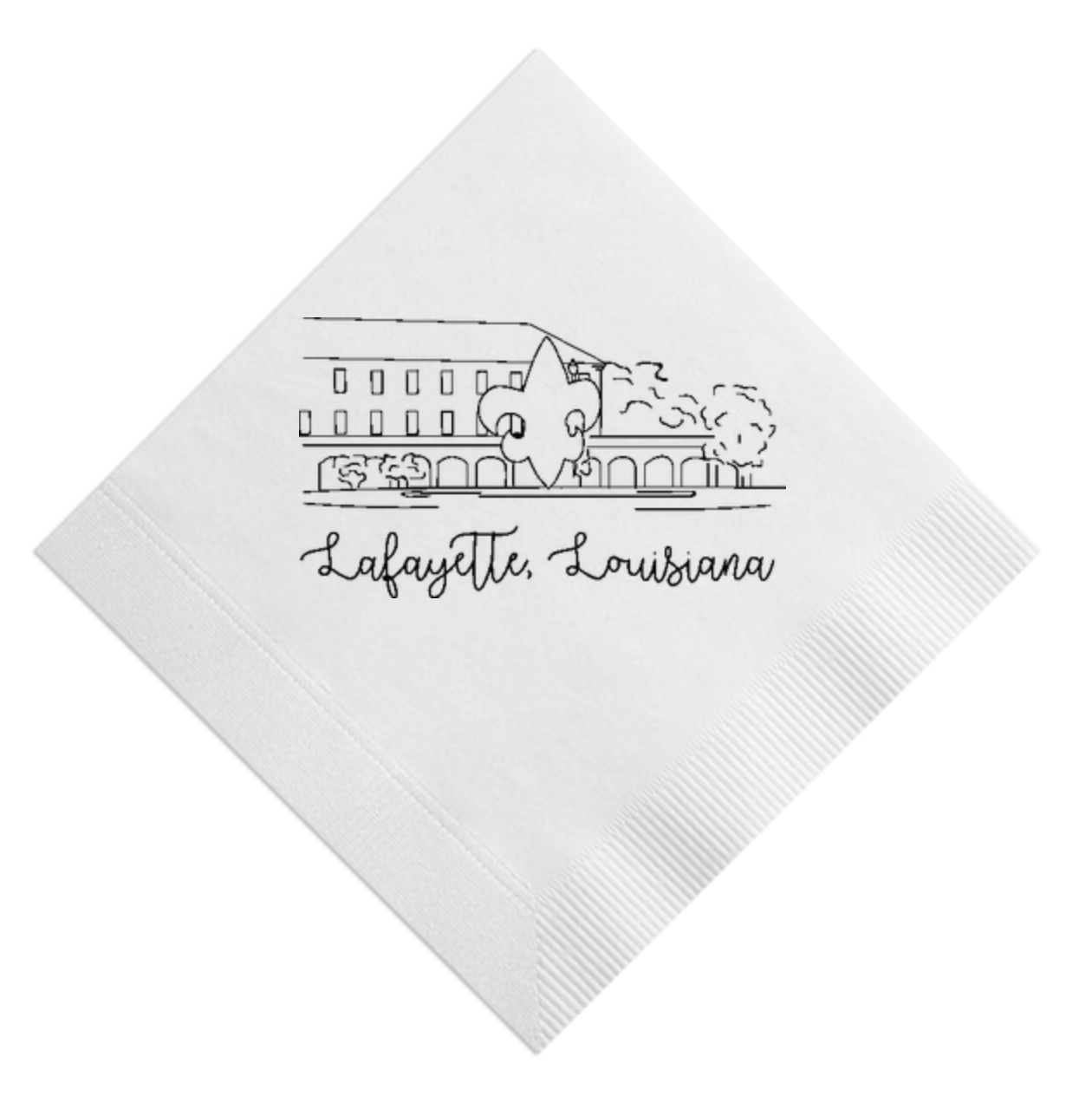 UL Fleur de Lis Line Drawing Beverage Napkin
