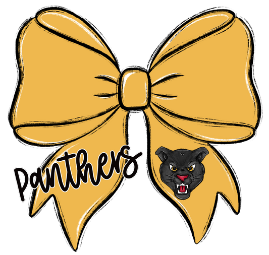 Panthers Yellow Bow DTF Transfer