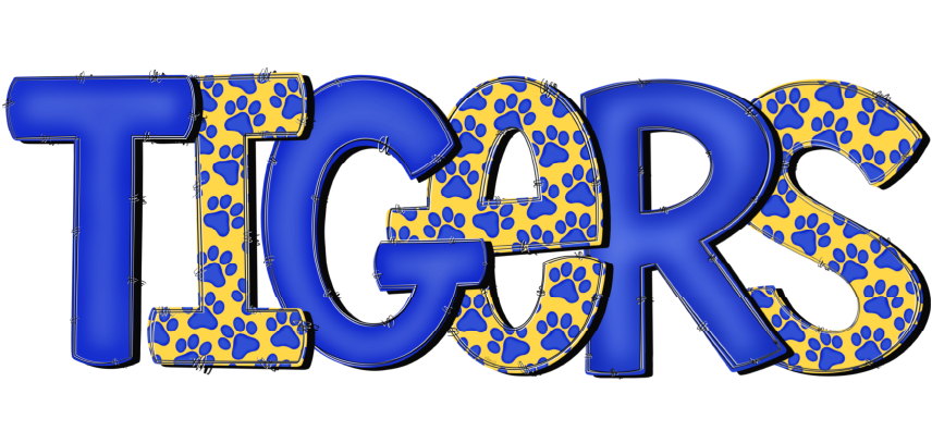 Tigers Royal Gold with Paw Prints DTF Transfer