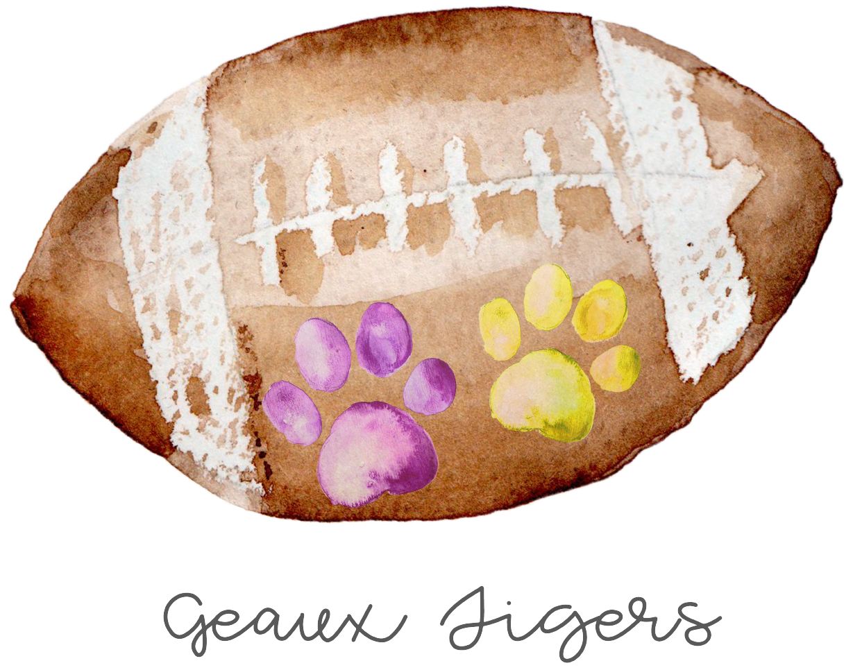 Geaux Tigers Football Watercolor DTF Transfer