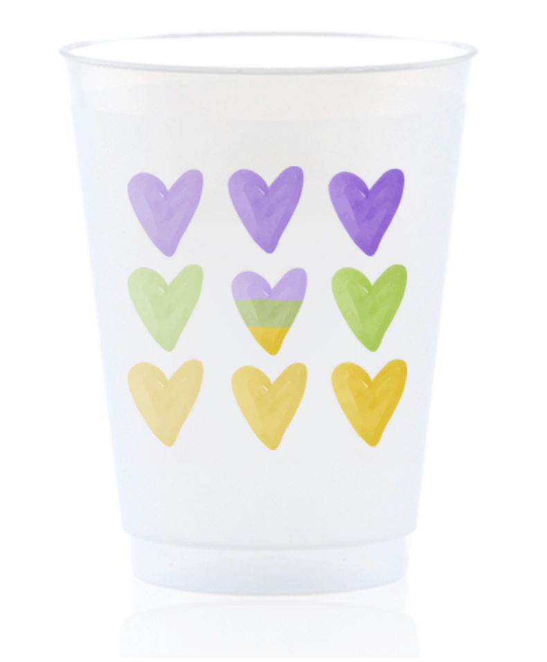Mardi Gras Hearts Shatterproof Cup