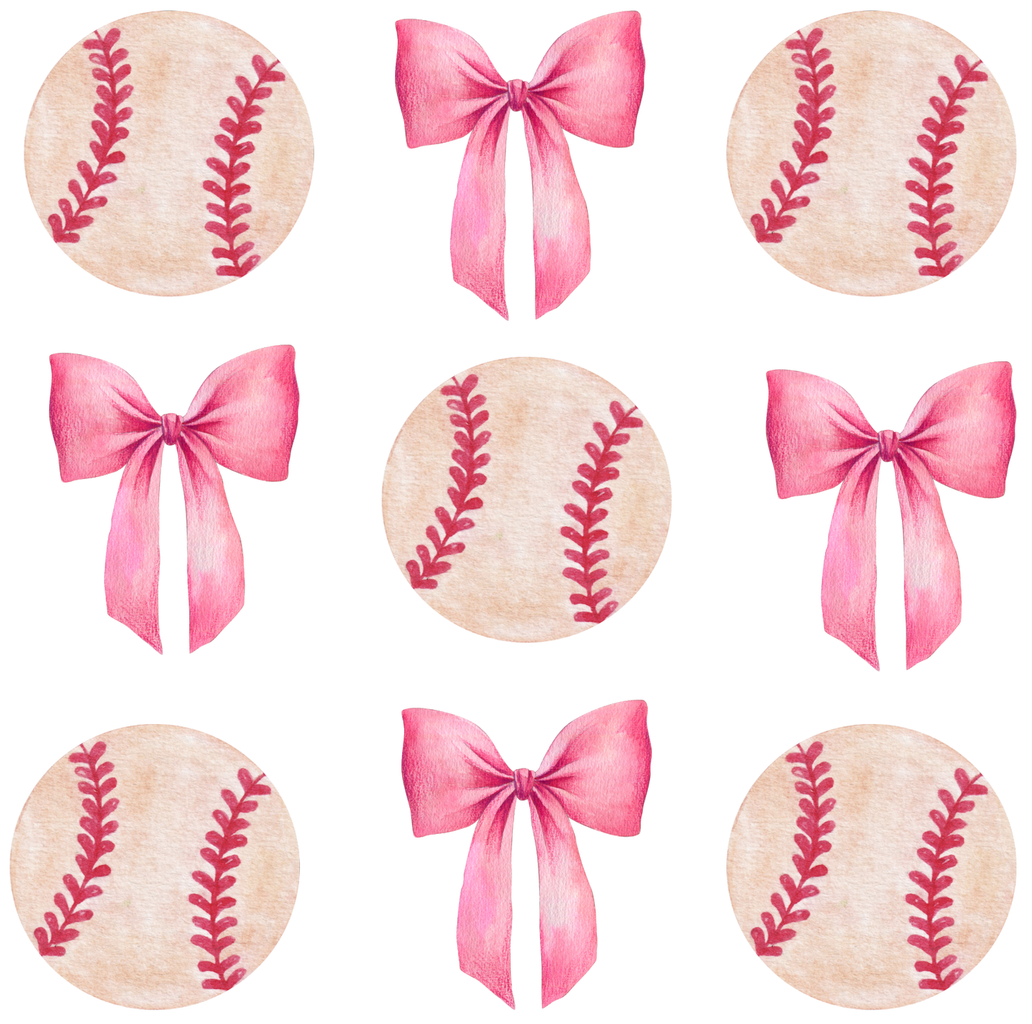 Pink Bow and Baseball Coquette DTF Transfer