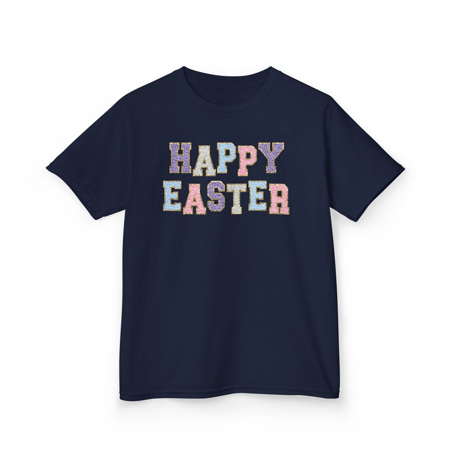Faux Chenille Patch “Happy Easter” Youth Tee
