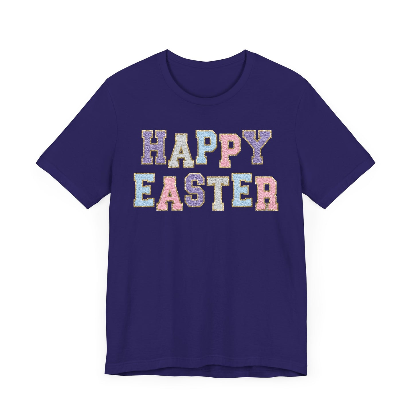 Faux Chenille Patch “Happy Easter” Adult Tee