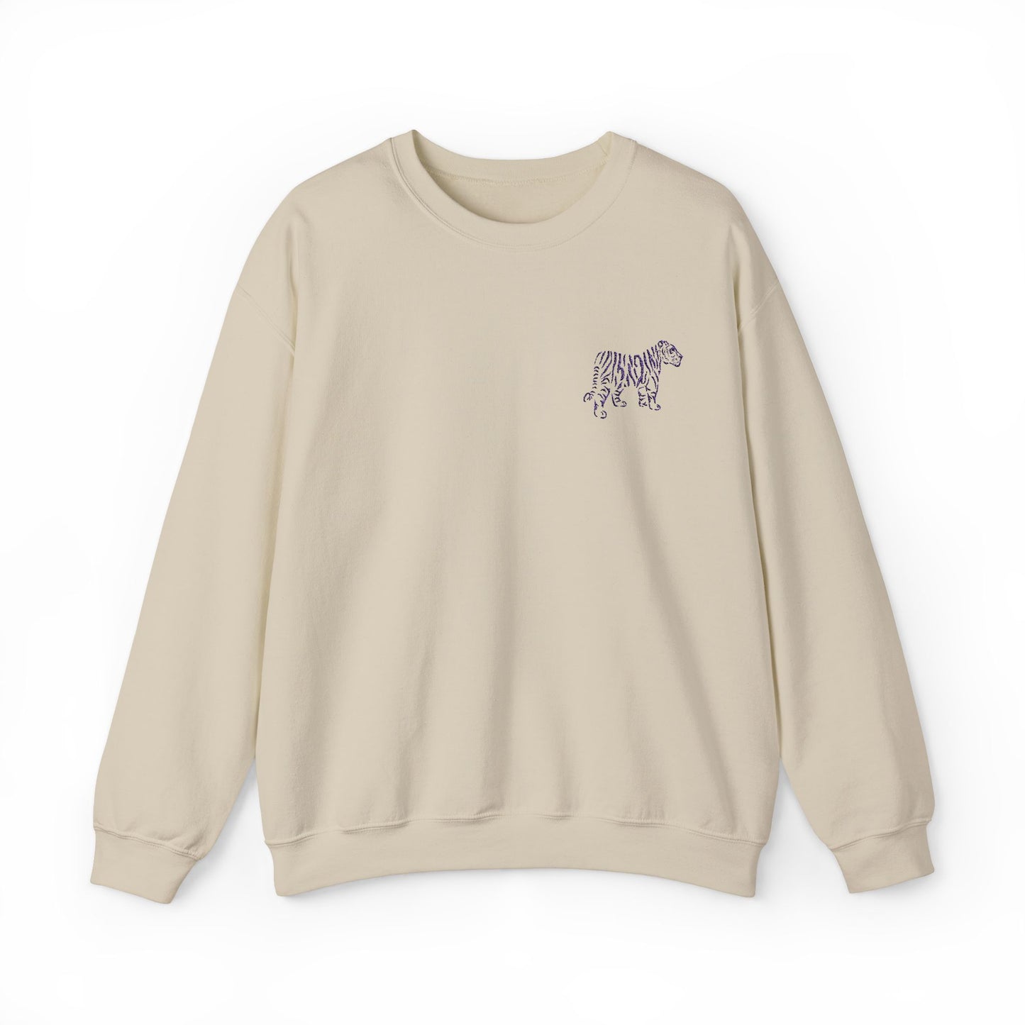 Purple Embroidered Tiger Crewneck