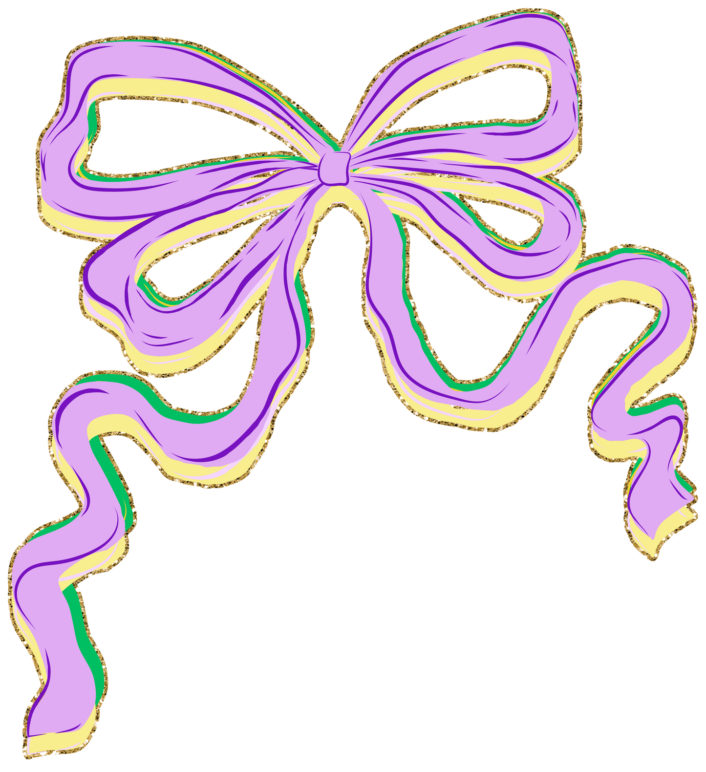 Faux Glitter Mardi Gras Bow DTF Transfer
