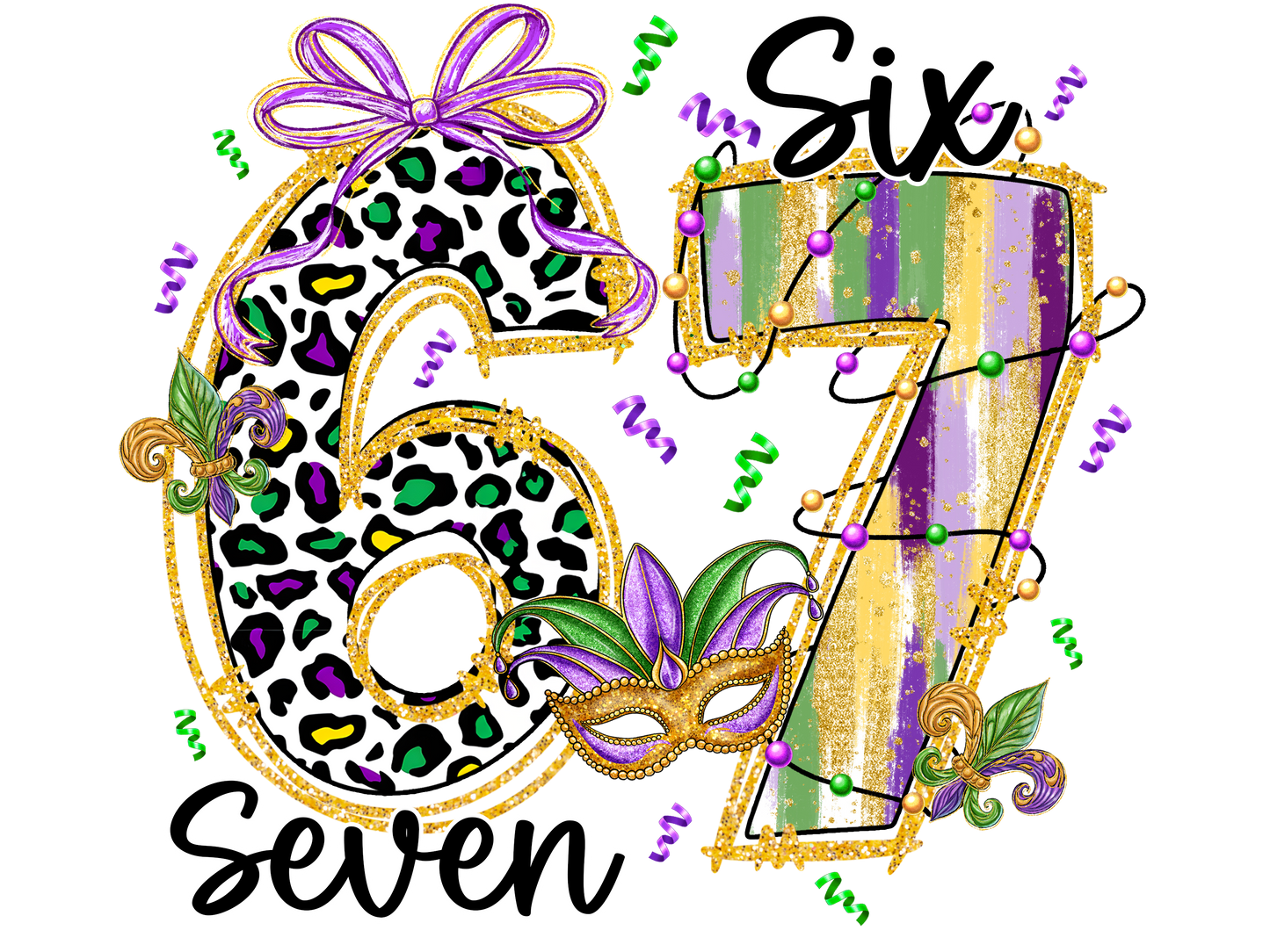 Faux Glitter Mardi Gras 67 DTF Transfer