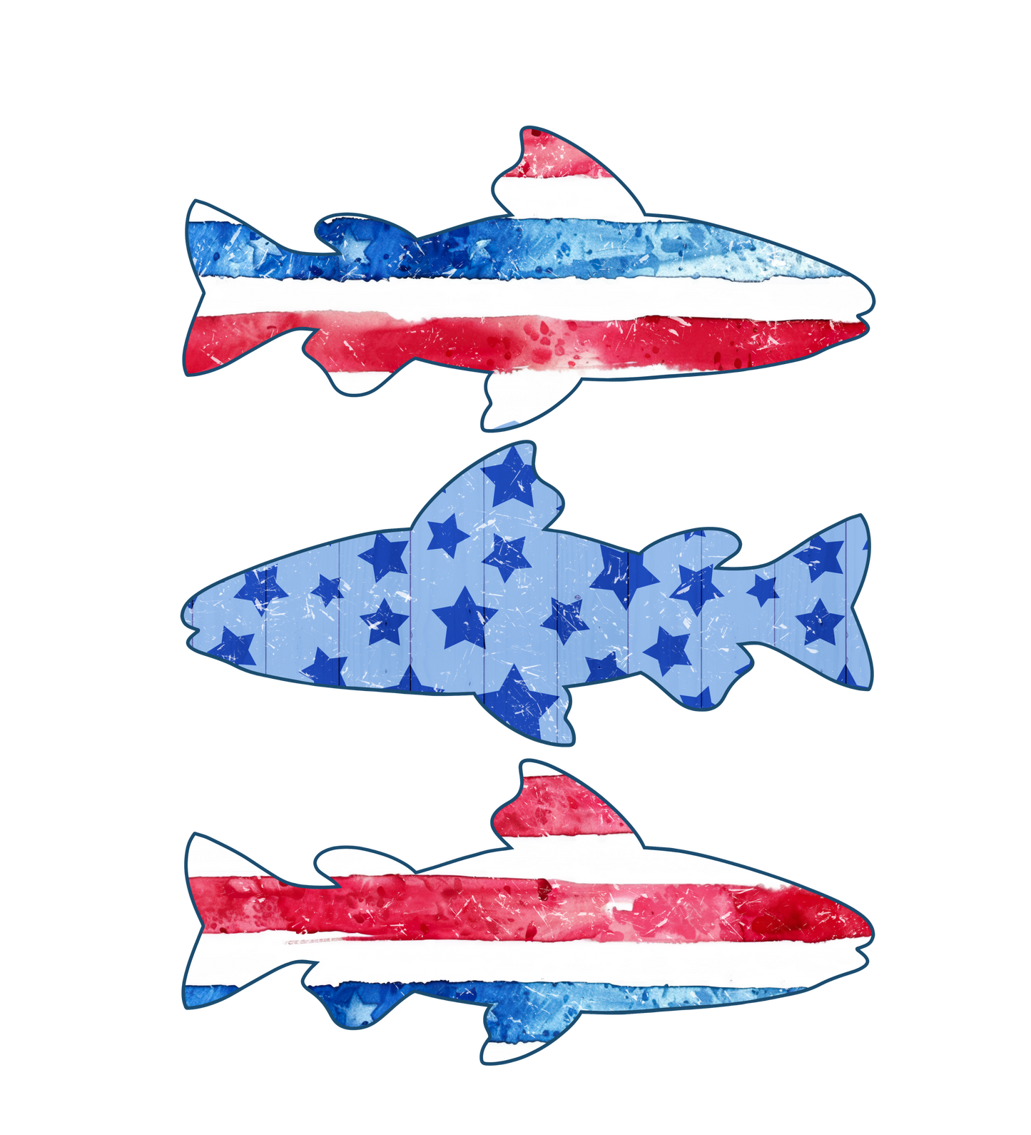 Patriotic Fish DTF Transfer