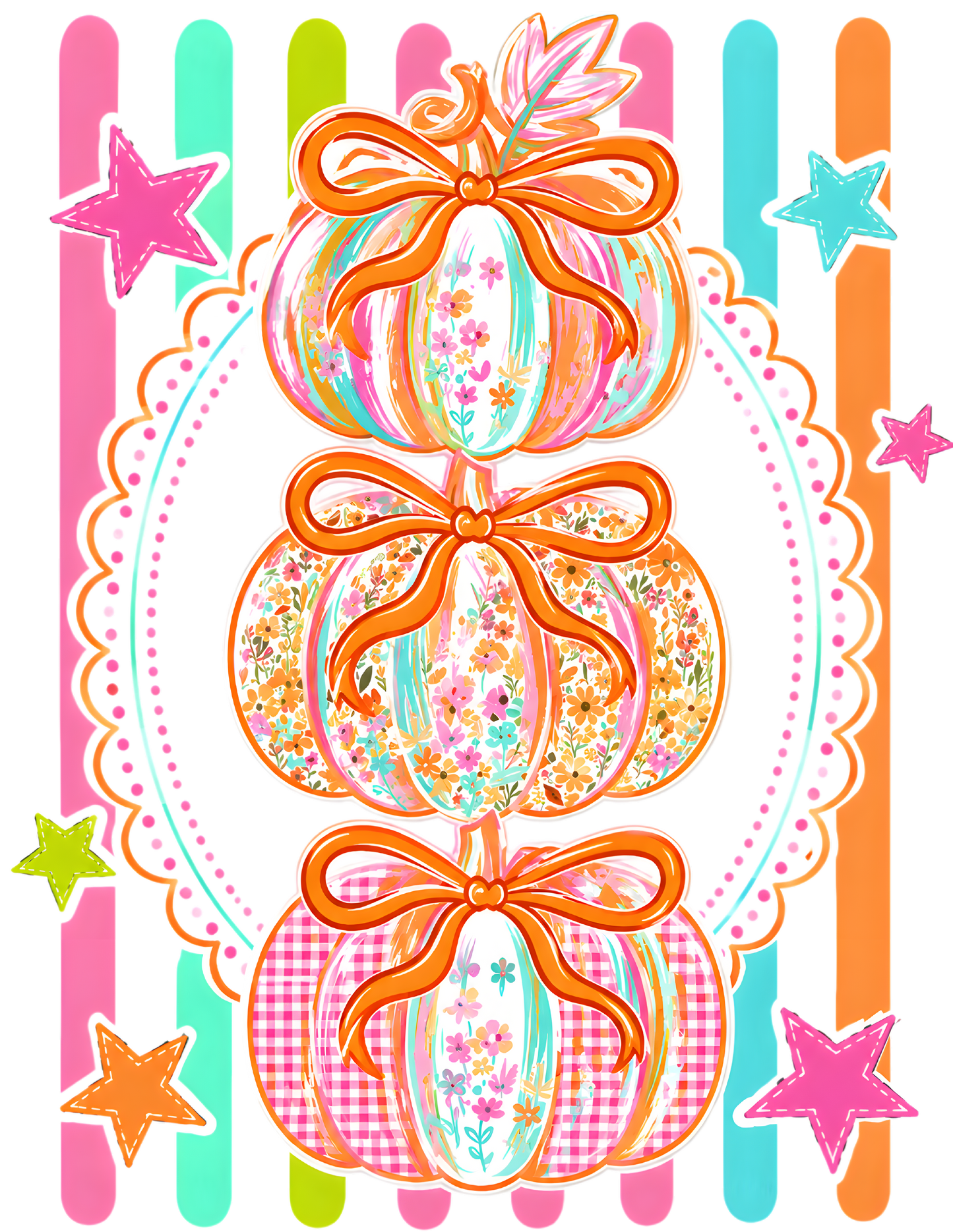 Preppy Pumpkin Stack DTF Transfer