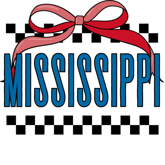 Mississippi Checkered Bow DTF Transfer