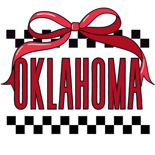 Oklahoma Checkered Bow DTF Transfer
