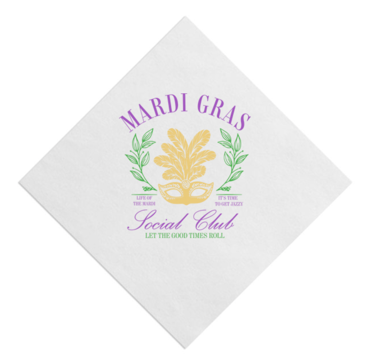 Mardi Gras Social Club Beverage Napkin
