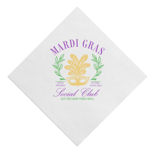 Mardi Gras Social Club Beverage Napkin