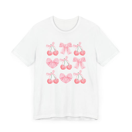 Pink Cherry Heart & Bow Tee