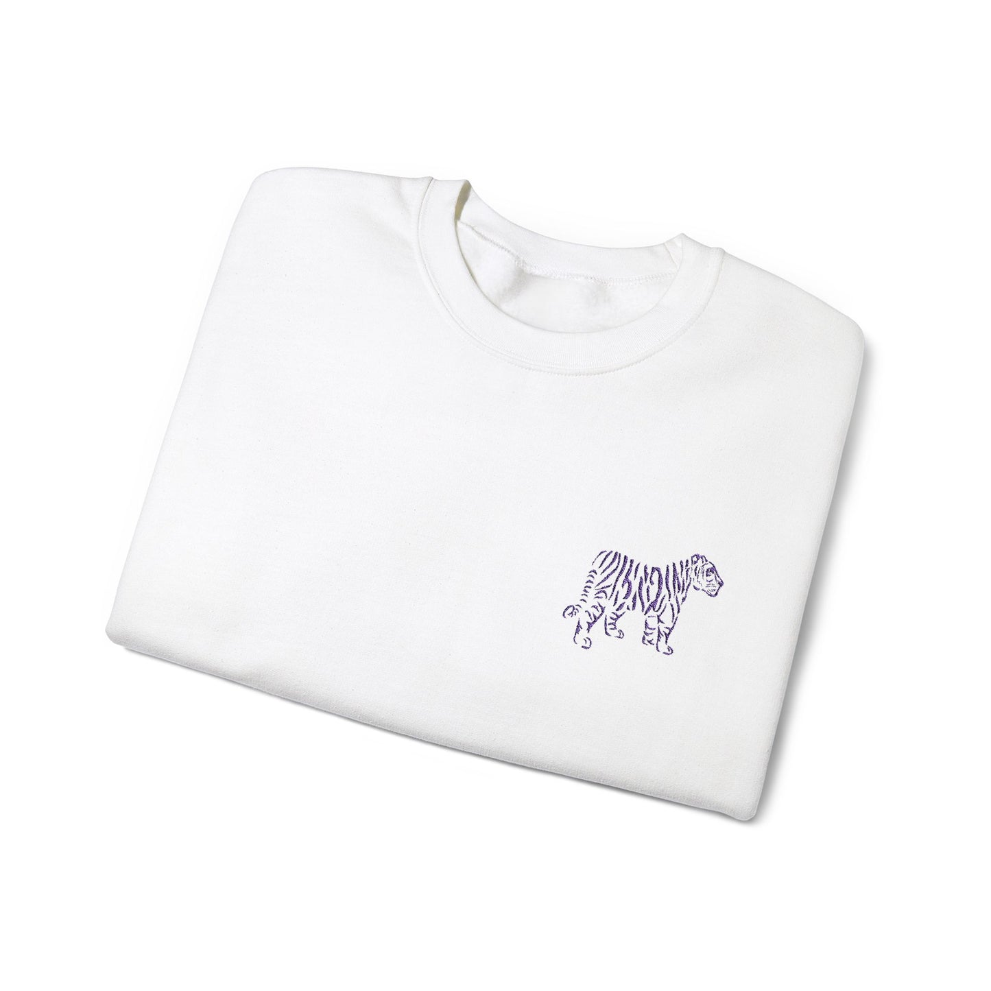Purple Embroidered Tiger Crewneck