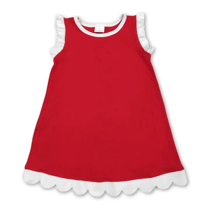 Girls Scallop Ruffle Dress