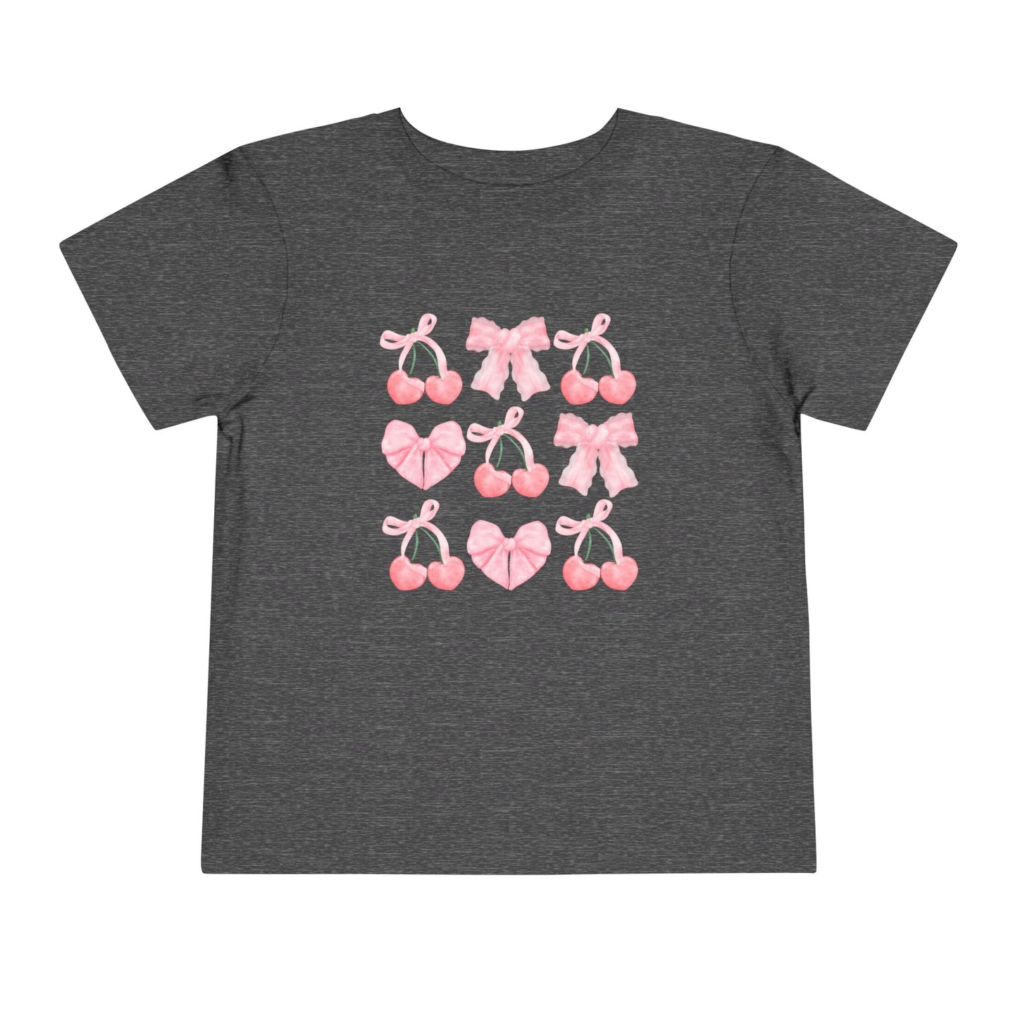 Toddler Pink Cherry Heart & Bow Tee