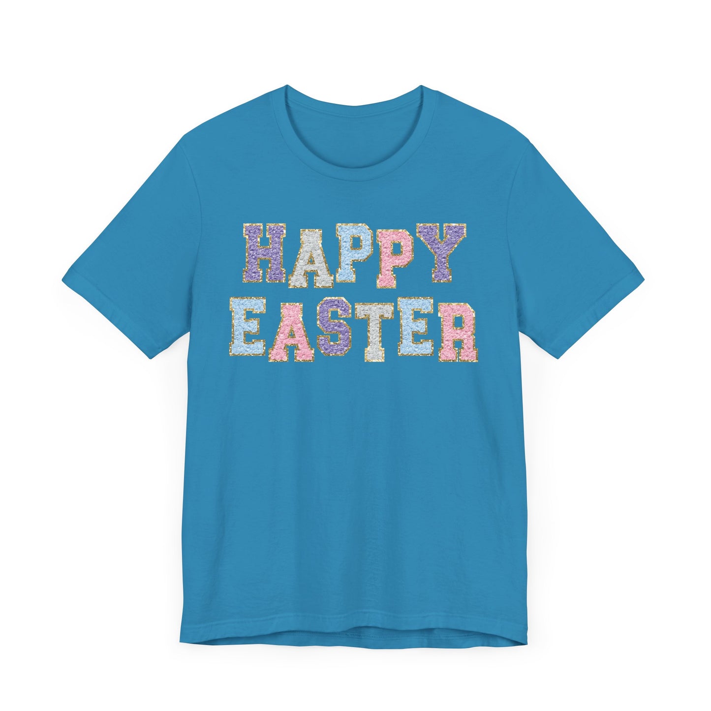Faux Chenille Patch “Happy Easter” Adult Tee