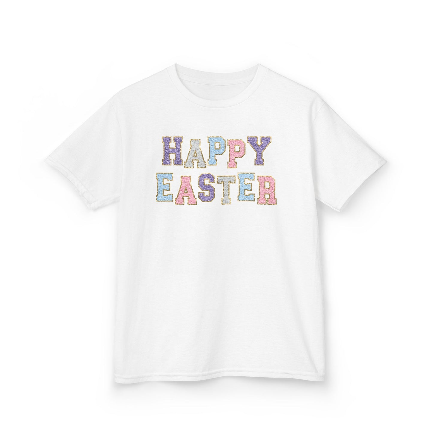 Faux Chenille Patch “Happy Easter” Youth Tee