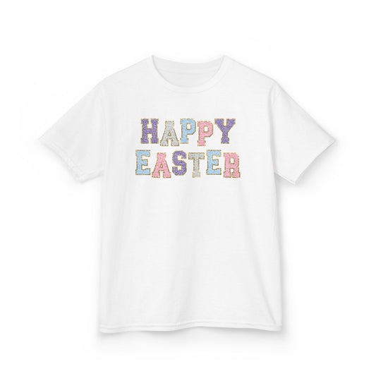 Faux Chenille Patch “Happy Easter” Youth Tee