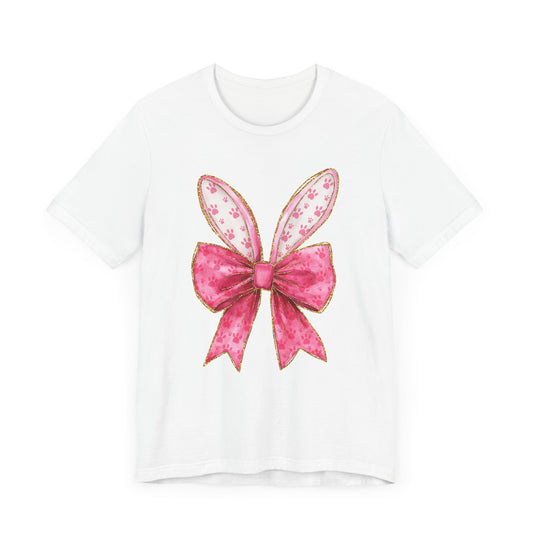 Pink Bow Bunny Ears Adult Tee