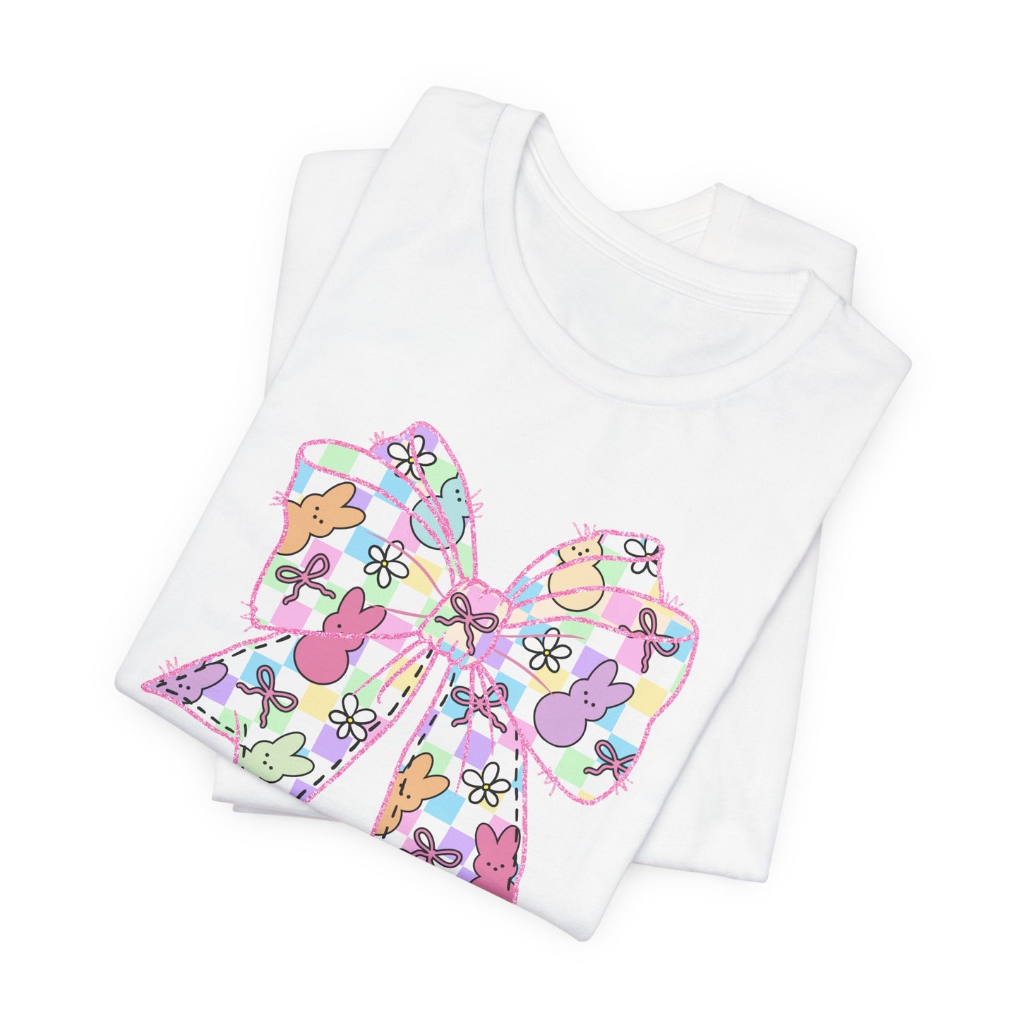 Easter Peeps Coquette Bow Adult Tee
