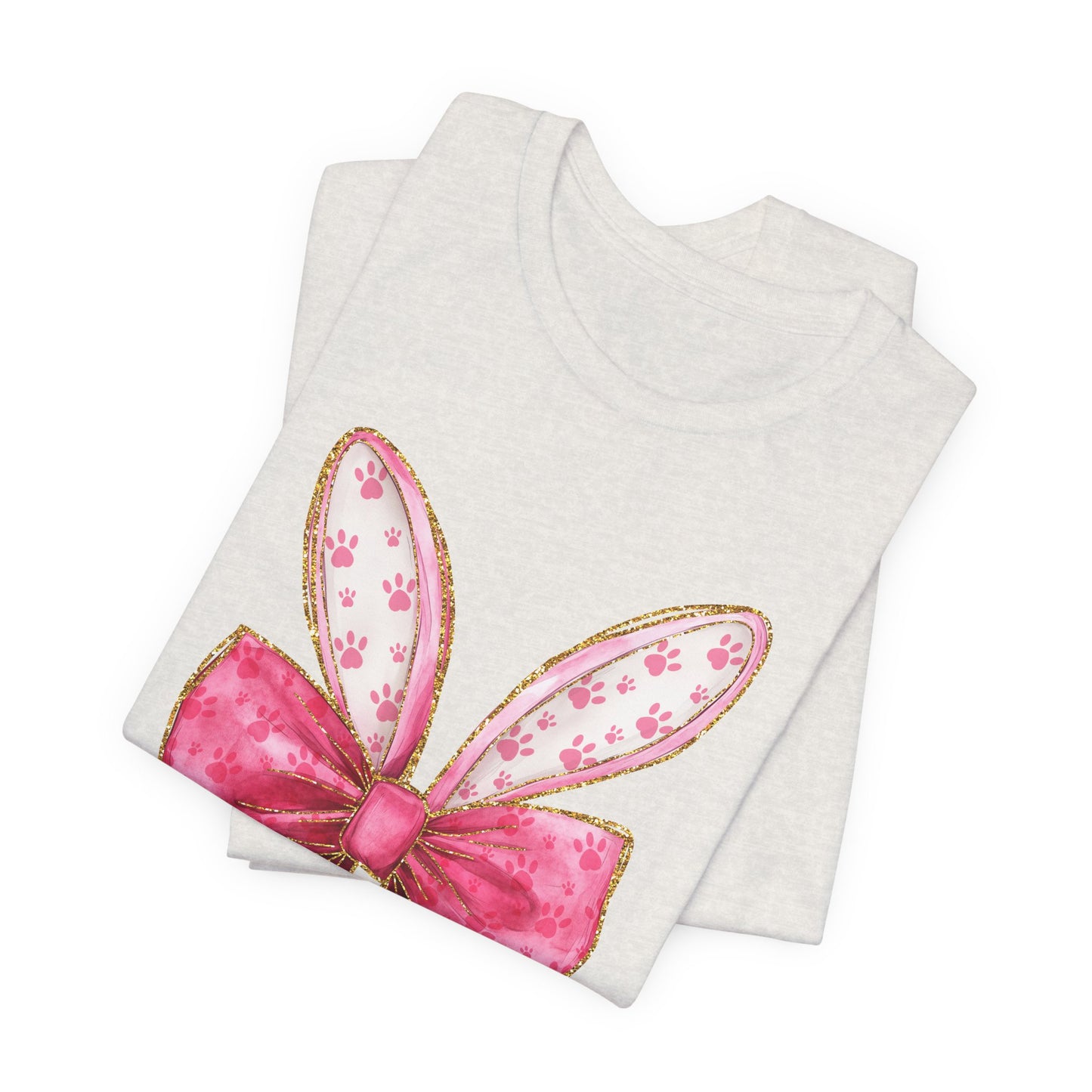 Pink Bow Bunny Ears Adult Tee