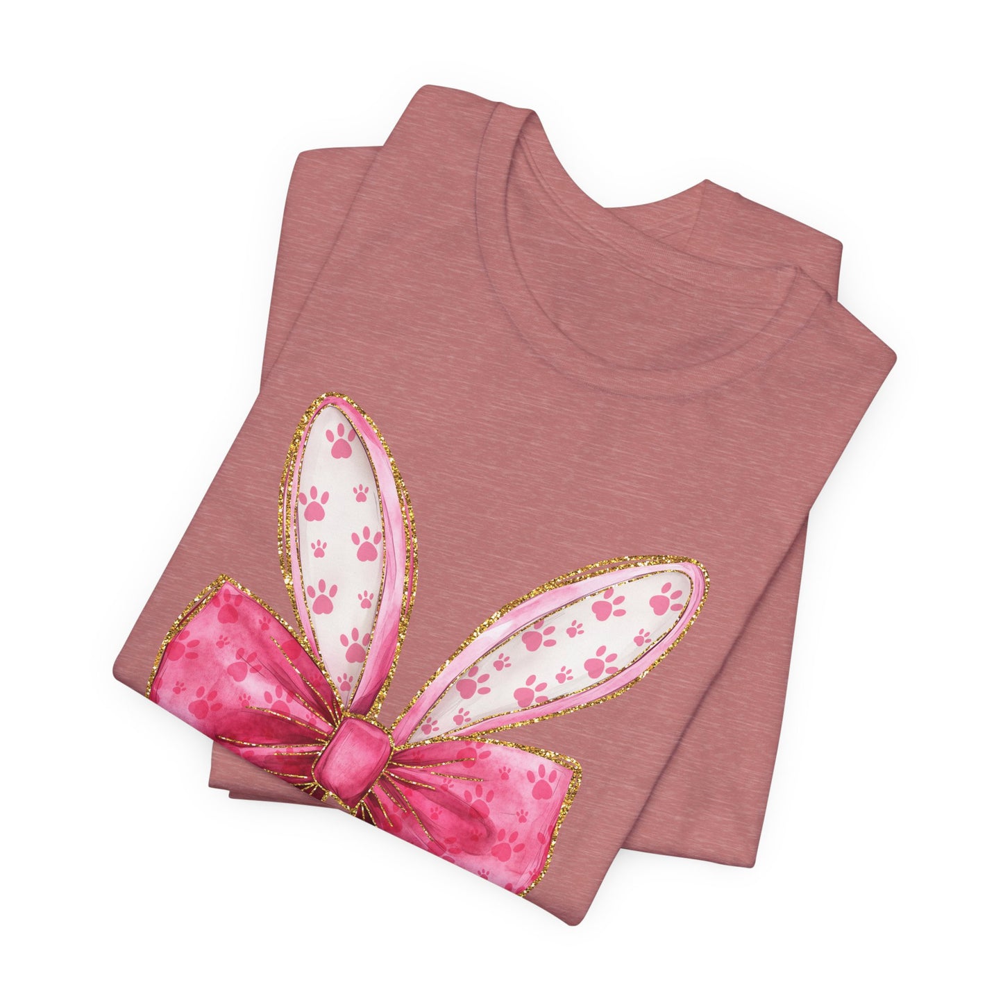 Pink Bow Bunny Ears Adult Tee