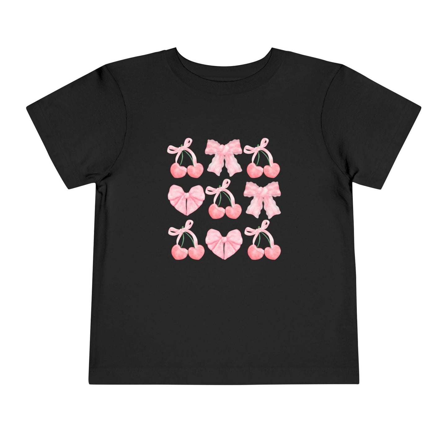 Toddler Pink Cherry Heart & Bow Tee