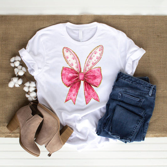 Pink Bow Bunny Ears DTF Transfer