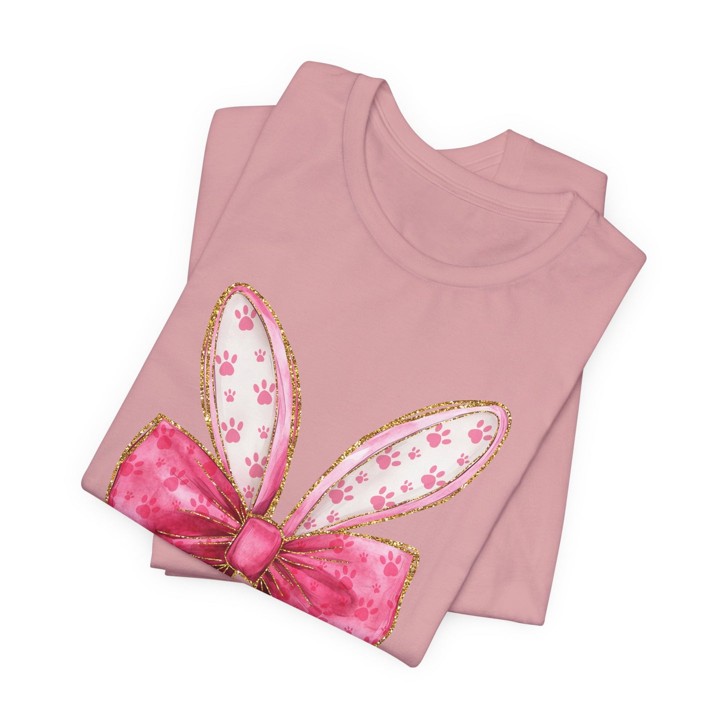 Pink Bow Bunny Ears Adult Tee