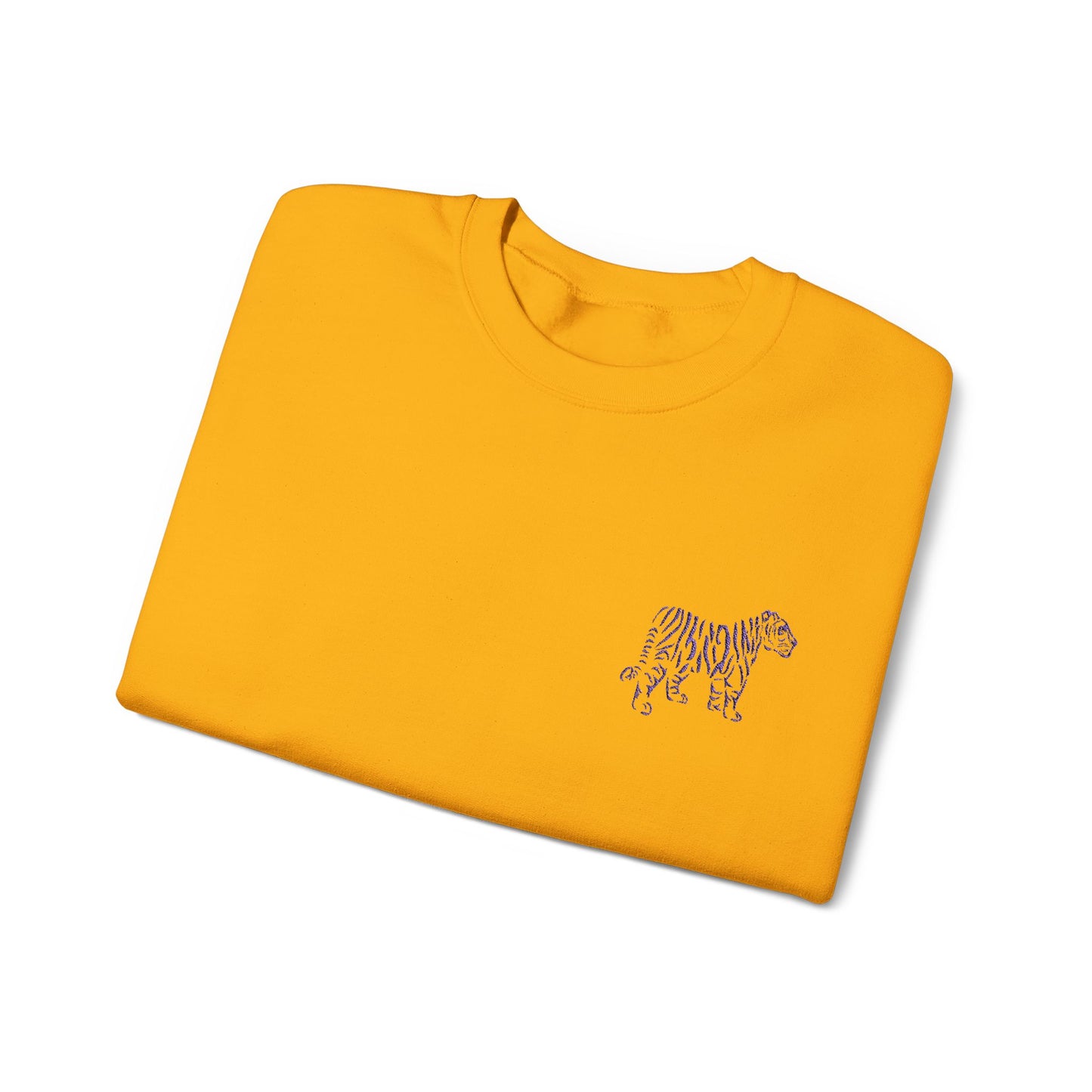 Purple Embroidered Tiger Crewneck