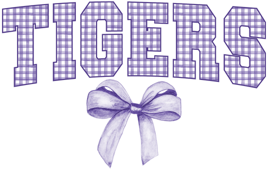 Tigers Gingham Bow DTF Transfer