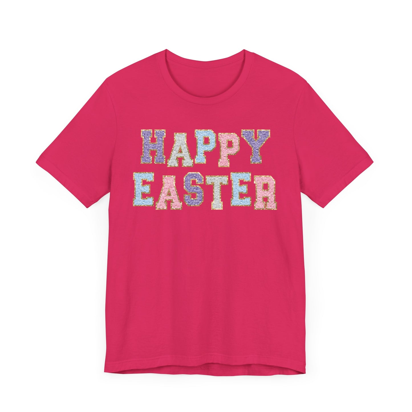 Faux Chenille Patch “Happy Easter” Adult Tee