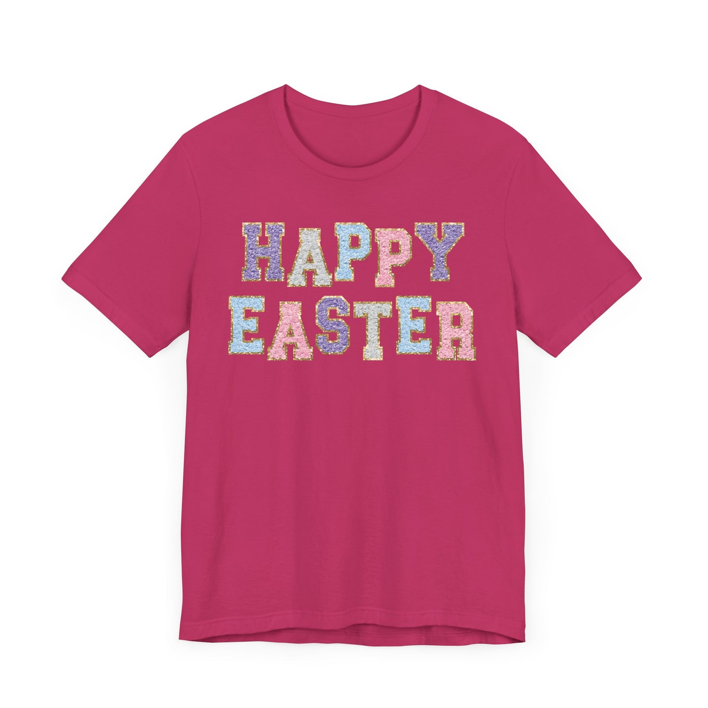 Faux Chenille Patch “Happy Easter” Adult Tee