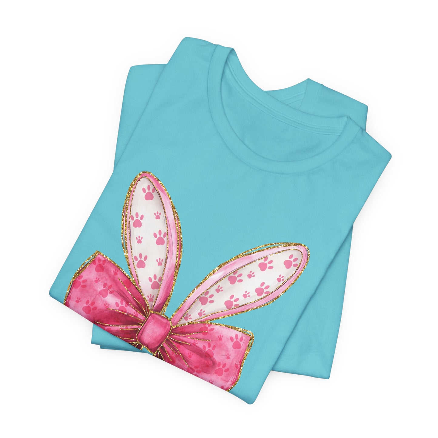Pink Bow Bunny Ears Adult Tee