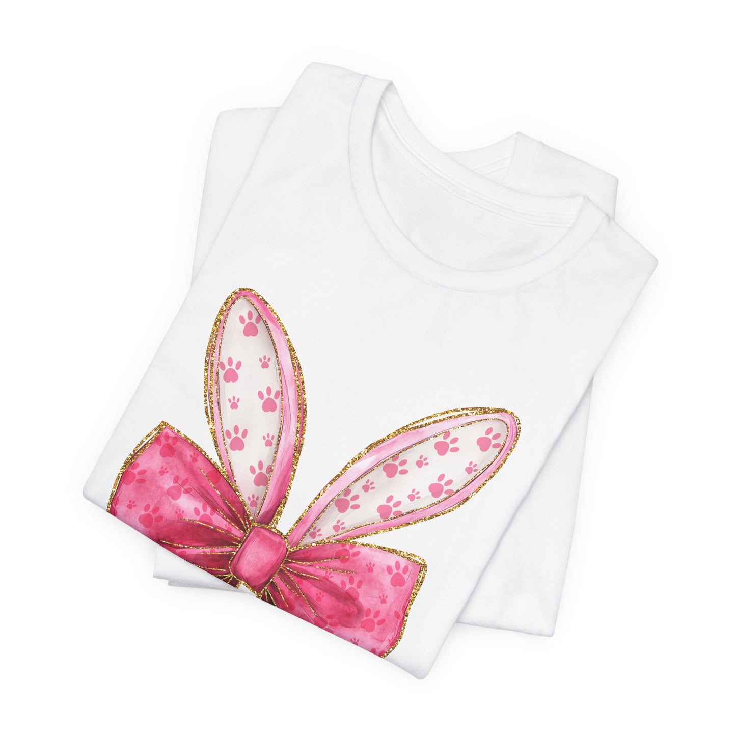 Pink Bow Bunny Ears Adult Tee