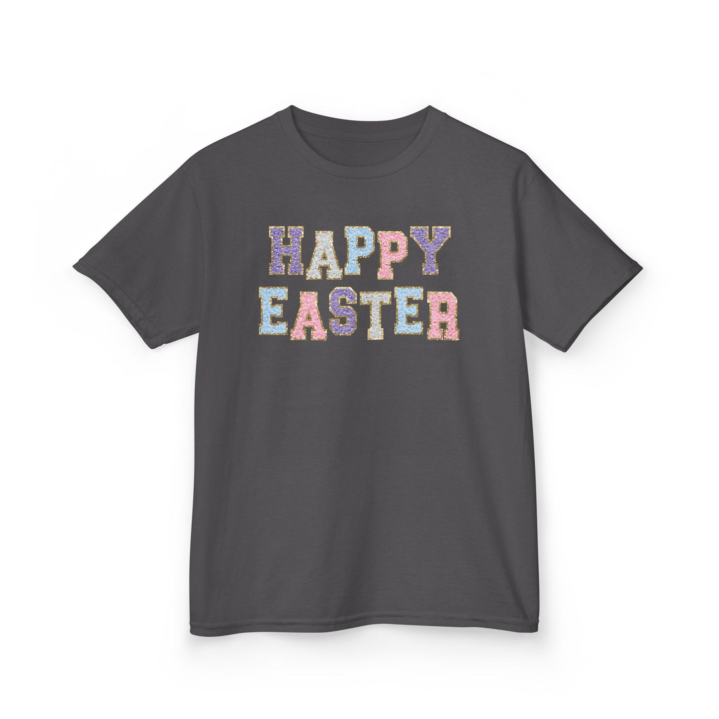 Faux Chenille Patch “Happy Easter” Youth Tee