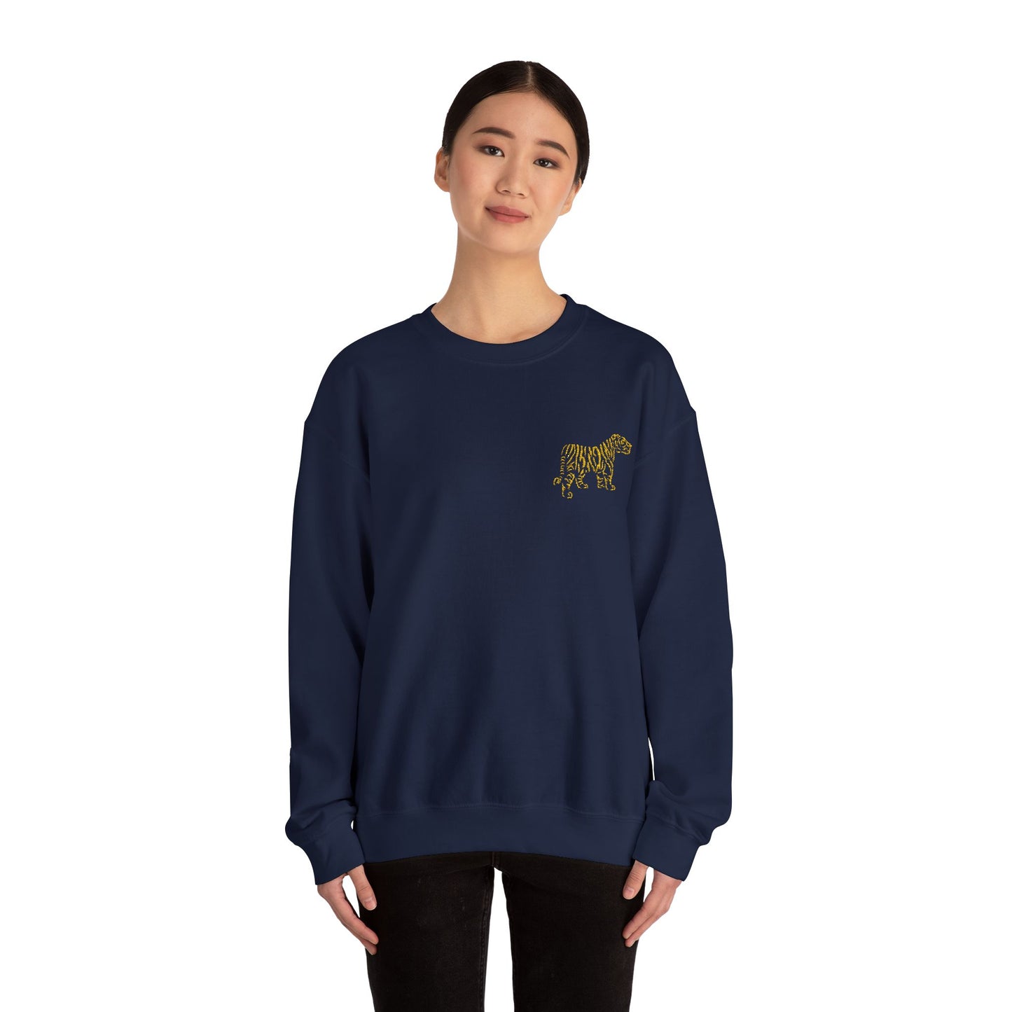 Yellow Embroidered Tiger Crewneck