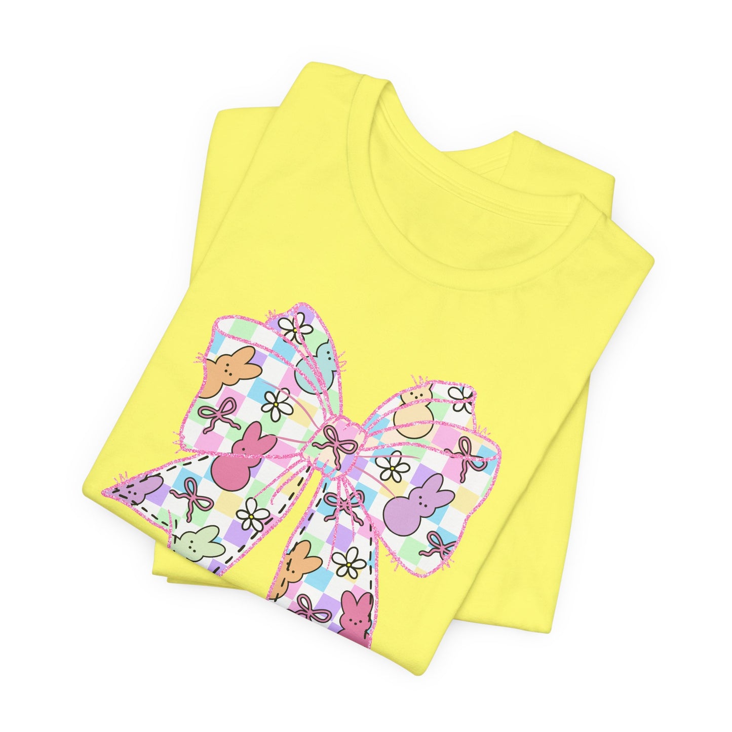 Easter Peeps Coquette Bow Adult Tee