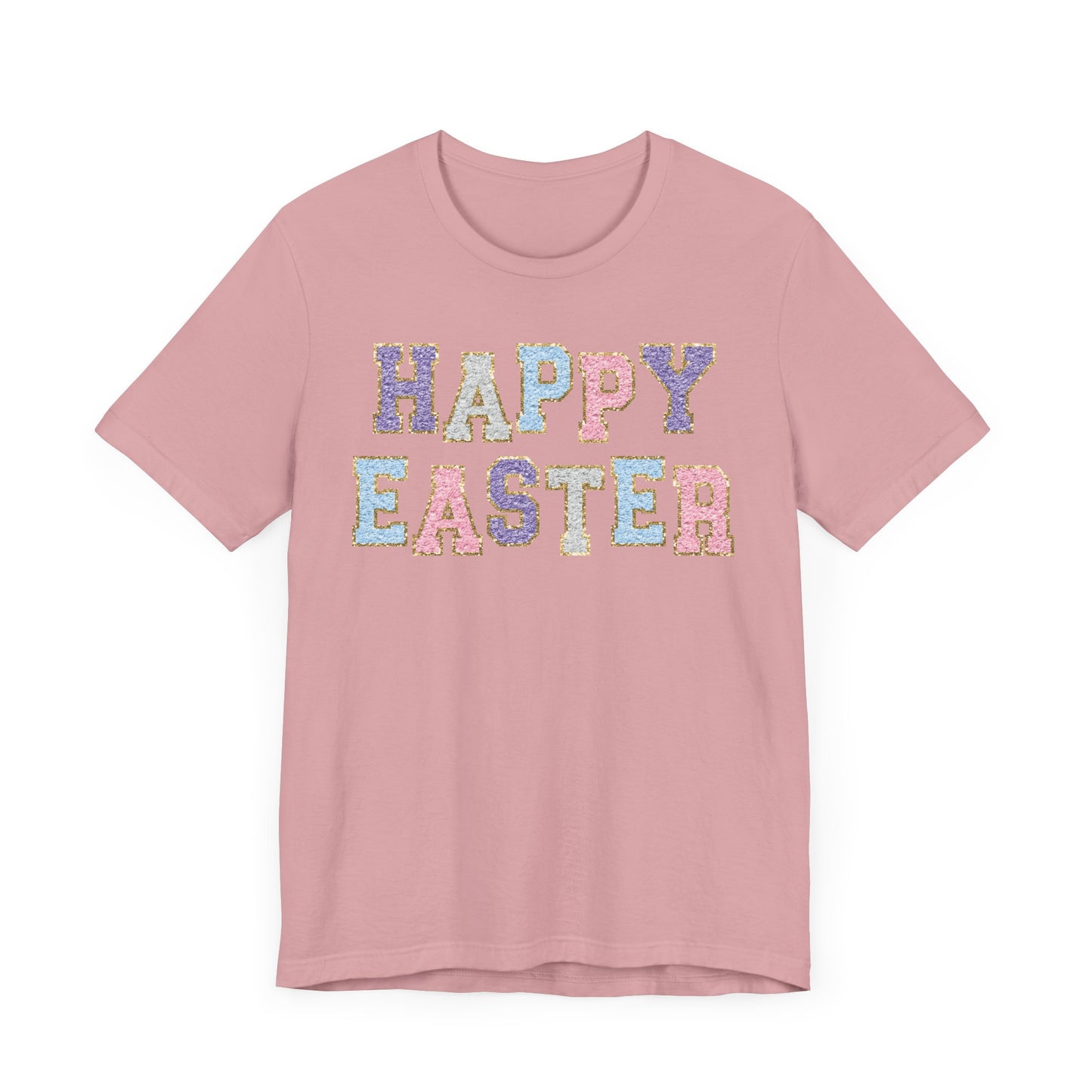 Faux Chenille Patch “Happy Easter” Adult Tee