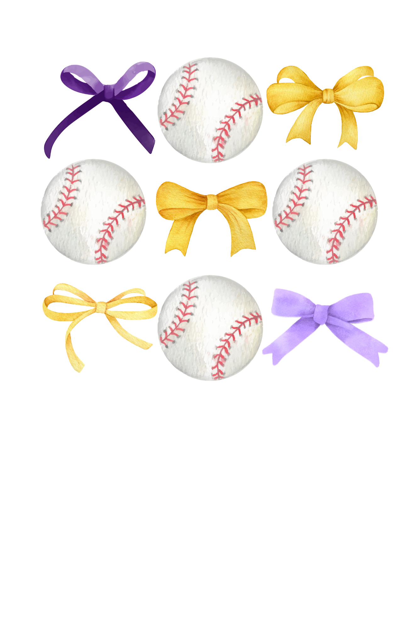 Purple and Gold Baseball Coquette DTF Transfer