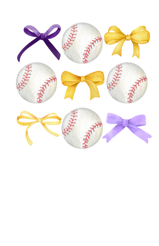 Purple and Gold Baseball Coquette DTF Transfer